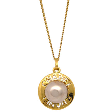 CHANEL Artificial Pearl Gold Chain Pendant Necklace 3735 140323