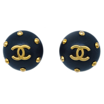CHANEL Black Button Earrings Clip-On 96C 171626