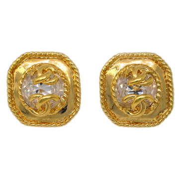 CHANEL Earrings Clip-On Rhinestone Gold 95A 171634