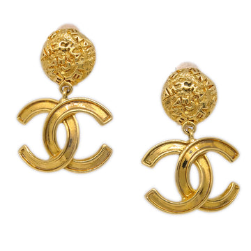 CHANEL Gold Dangle Earrings Clip-On 95A 171635