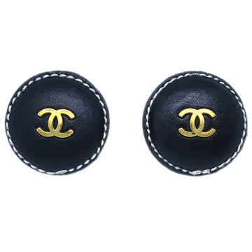 CHANEL Black Button Earrings Clip-On 94P 171983