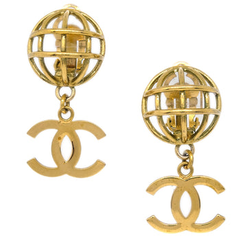 CHANEL Gold Dangle Earrings Clip-On 29 172011