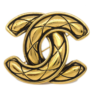 CHANEL Quilted CC Brooch Pin Gold 1152 172029