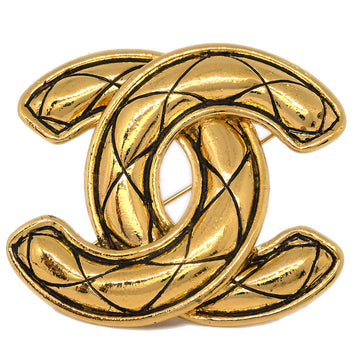 CHANEL Quilted CC Brooch Pin Gold 1152 172031