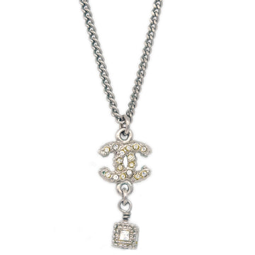 CHANEL CC Chain Necklace Pendant Rhinestone Silver A11A KK32651