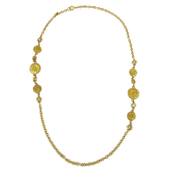 CHANEL Gold Chain Necklace Rhinestone KK32665