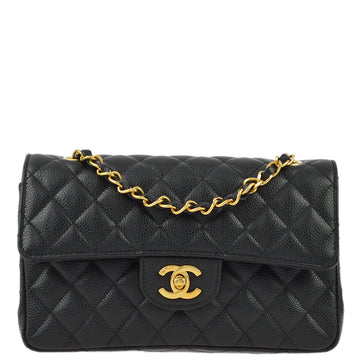 CHANEL Black Caviar Small Classic Double Flap Shoulder Bag KK33105