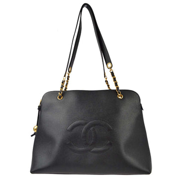 CHANEL Black Caviar Chain Shoulder Tote Bag 161217