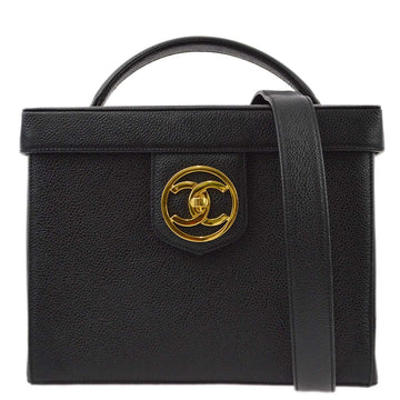 CHANEL Black Caviar Vanity 2way Shoulder Handbag 161254