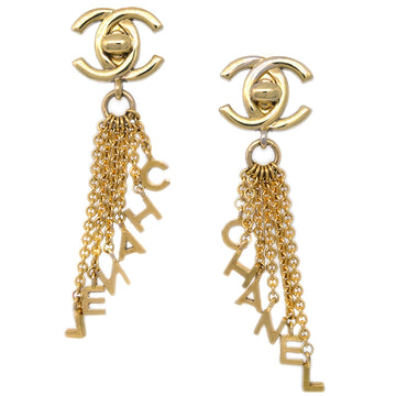 CHANEL Dangle Turnlock Earrings Clip-On Gold 96P 131503