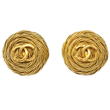 CHANEL Button Earrings Clip-On Gold 94A 161245