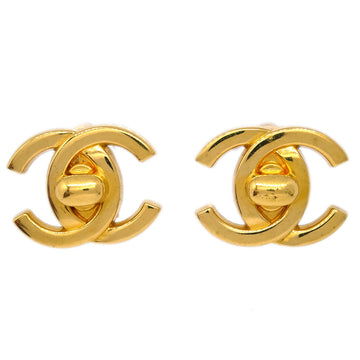 CHANEL CC Turnlock Earrings Clip-On Gold Large 97P 161470