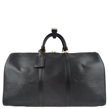 LOUIS VUITTON Black Epi Keepall 50 Travel Handbag M42962 161645