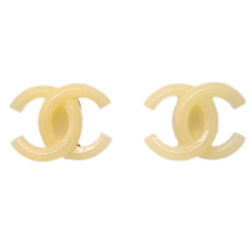 CHANEL CC Earrings Clip-On White Ivory Acrylic 02P 161729