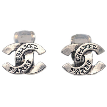 CHANEL CC Earrings Clip-On Silver 99A 171848