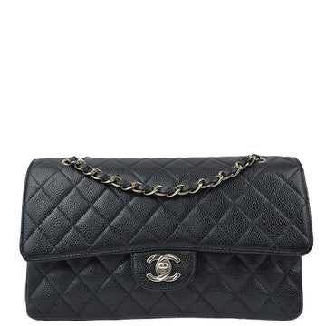 CHANEL Black Caviar Medium Classic Double Flap Shoulder Bag 172165