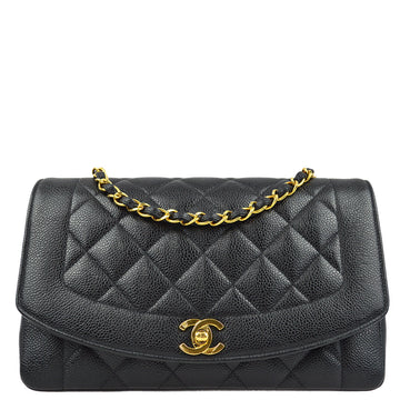 CHANEL Black Caviar Medium Diana Shoulder Bag 181716