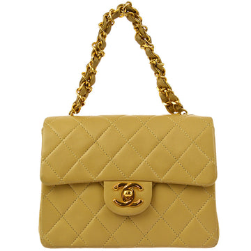 CHANEL Beige Lambskin Mini Classic Square Flap Handbag 17 181900
