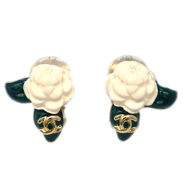 CHANEL Camellia Earrings Clip-On White 04A KK30822