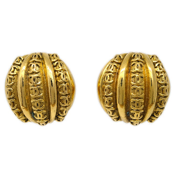 CHANEL Button Earrings Clip-On Gold 23 KK31450