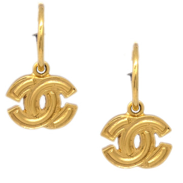 CHANEL Dangle Pierced Earrings Gold 01P KK31451