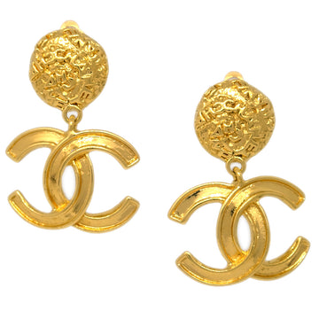 CHANEL Gold Dangle Earrings Clip-On 95A KK31556