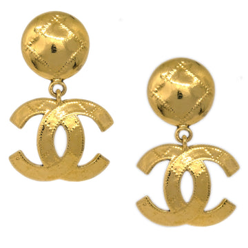 CHANEL Gold Dangle Earrings Clip-On 94P KK32022