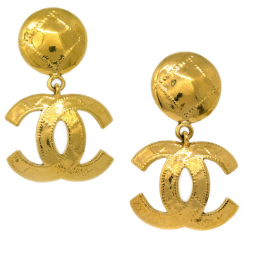 CHANEL Gold Dangle Earrings Clip-On 94P KK33022