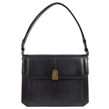 YVES SAINT LAURENT * Black Lizard Shoulder Bag 172310