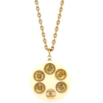 CHANEL Pendant Necklace Gold White 03A 161724
