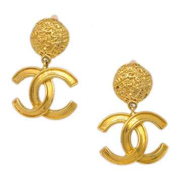 CHANEL Gold Dangle Earrings Clip-On 95A 161733