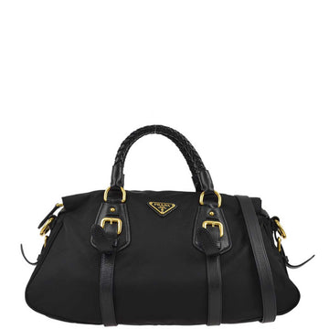 PRADA Black Nylon 2way Shoulder Handbag 161868