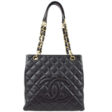 CHANEL Black Caviar Petite Shopping Tote PST Chain Handbag 161911