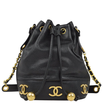 CHANEL Black Caviar Triple CC Bucket Shoulder Bag KK30271