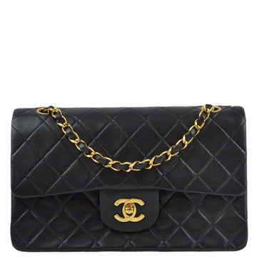 CHANEL Black Lambskin Small Classic Double Flap Shoulder Bag 171898