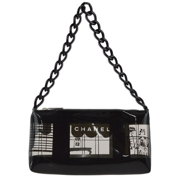 CHANEL Black Vinyl Window Chain Shoulder Bag 172475