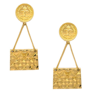 CHANEL Gold Bag Dangle Earrings Clip-On 23 181885