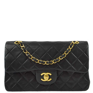 CHANEL Black Lambskin Small Classic Double Flap Shoulder Bag KK30728