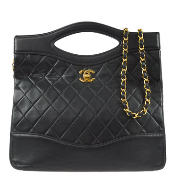 CHANEL Black Lambskin 2way Handbag Shoulder Bag 171856