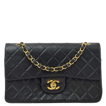 CHANEL Black Lambskin Small Classic Double Flap Shoulder Bag 172108