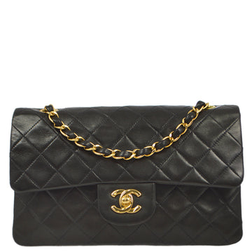 CHANEL Black Lambskin Small Classic Double Flap Shoulder Bag 182358