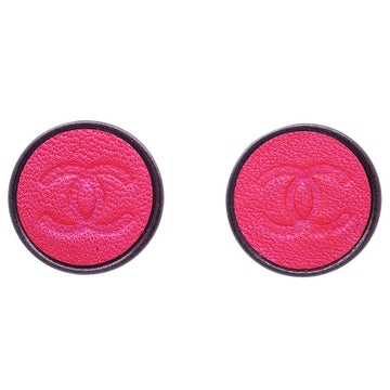 CHANEL Button Earrings Clip-On Pink 00A 182399