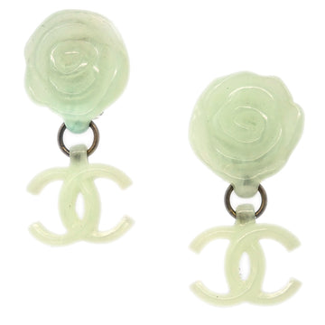 CHANEL Dangle Earrings Clip-On Light Green 02P 182405