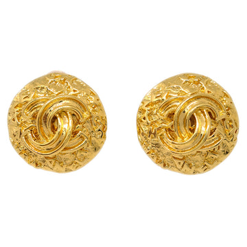 CHANEL Button Earrings Clip-On Gold 95A 182412