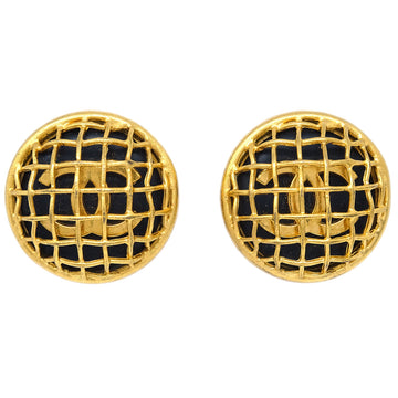 CHANEL Button Earrings Clip-On Gold 95A 182417