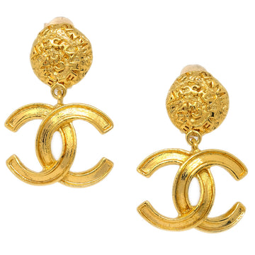CHANEL Gold Dangle Earrings Clip-On 95A 182419