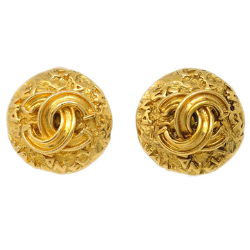CHANEL Button Earrings Clip-On Gold 95A 182422