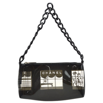 CHANEL Black Vinyl Window Chain Shoulder Bag 182497