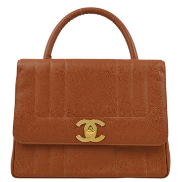 CHANEL Brown Caviar Mademoiselle Straight Flap Handbag 162144