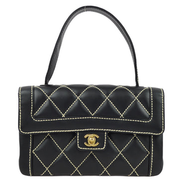 CHANEL Black Calfskin Wild Stitch Handbag 162147